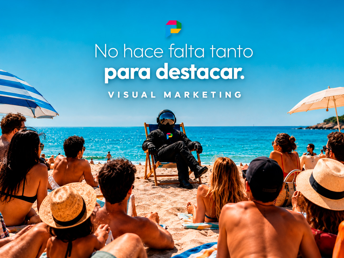 Campaña visual de Publimpacto con un astronauta en una playa